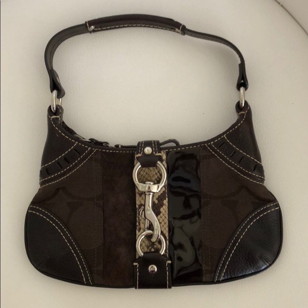 Authentic Coach signature stripe python handbag